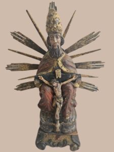 Barocke, alpenländische Heiligenfigur / Allvater / Dreifaltigkeit Österreich 18. Jhdt.