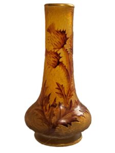 Jugendstil Vase mit Disteln signiert Daum Nancy um 1910