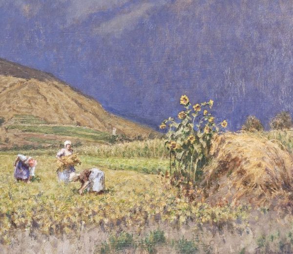 Original Ölgemälde, Stefan Simony (1860 - 1950), "Heuernte Ober Loiben / Wachau"