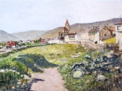 Original Ölgemälde, Johann Nepomuk Geller (1860-1954) - Weissenkirchen von Osten