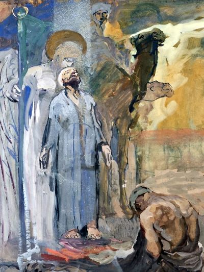 Original Gouache Carl Fahringer (1874-1952) "Eine Vision des Propheten Mohammed"