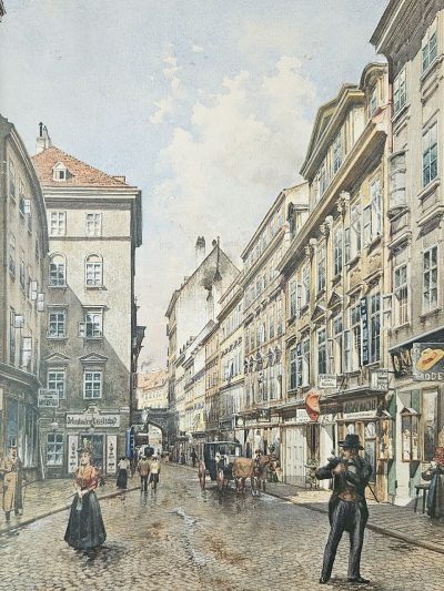 Original Aquarell / Vedute - Richard Moser (1874 - 1924), Tiefer Graben in Wien