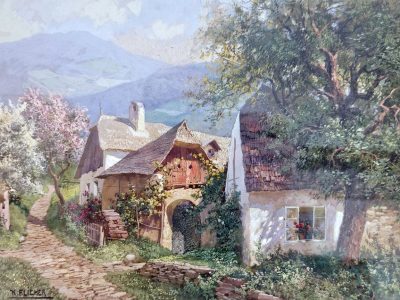 Gouache, Karl Flieher (1881-1958), Frühling in Radelsbach bei Spitz an der Donau