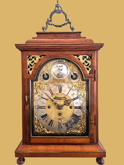 Wiener Barock Stockuhr / Stutzuhr um 1790-1800 mit 4/4 Stunden - Schlag / Repetition + Datumsanzeige Joseph Riedl (1765 - 1813)